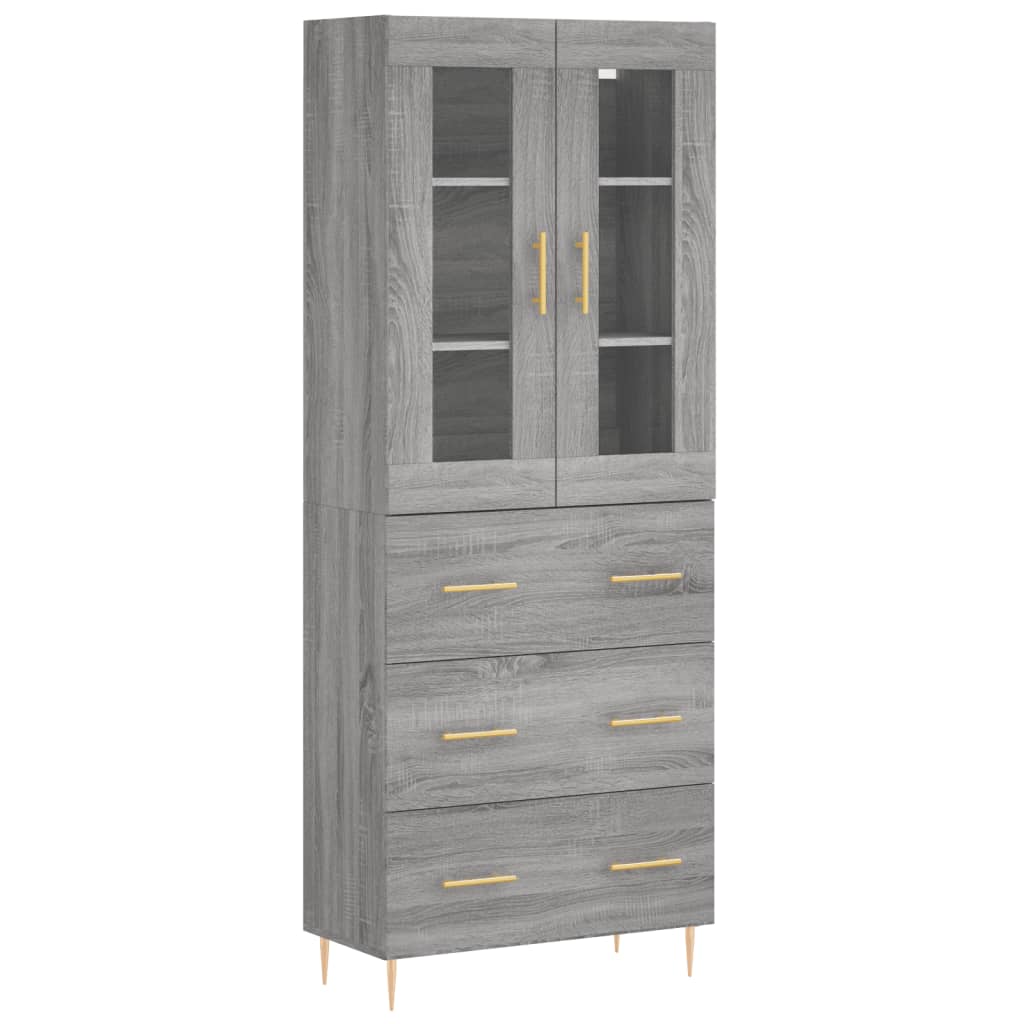 Buffet haut Sonoma gris 69,5x34x180 cm Bois d'ingénierie