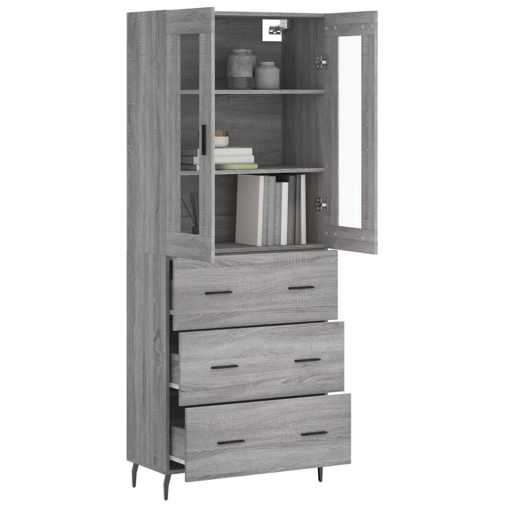 Buffet haut Sonoma gris 69,5x34x180 cm Bois d'ingénierie