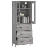 Buffet haut Sonoma gris 69,5x34x180 cm Bois d'ingénierie