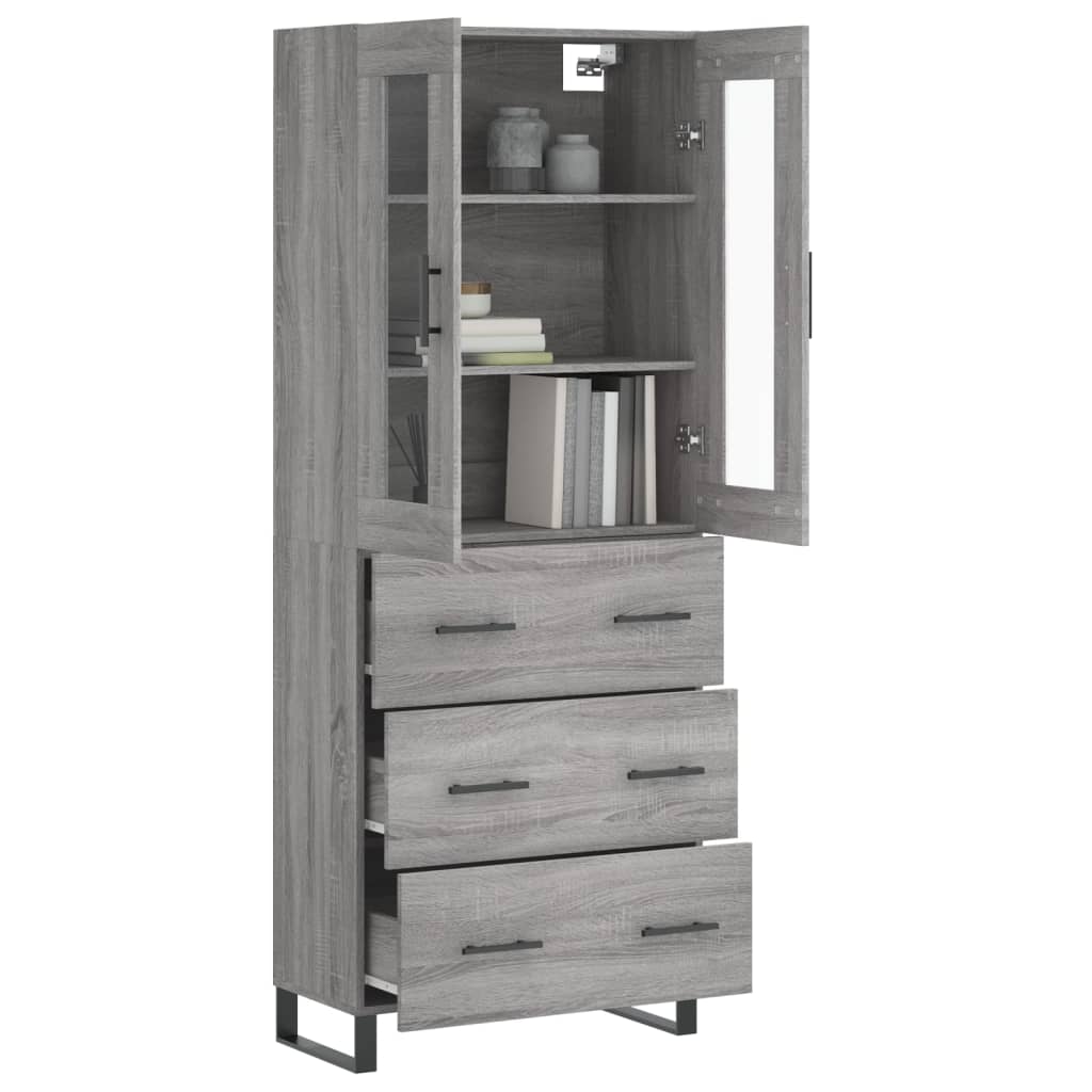 Buffet haut Sonoma gris 69,5x34x180 cm Bois d'ingénierie