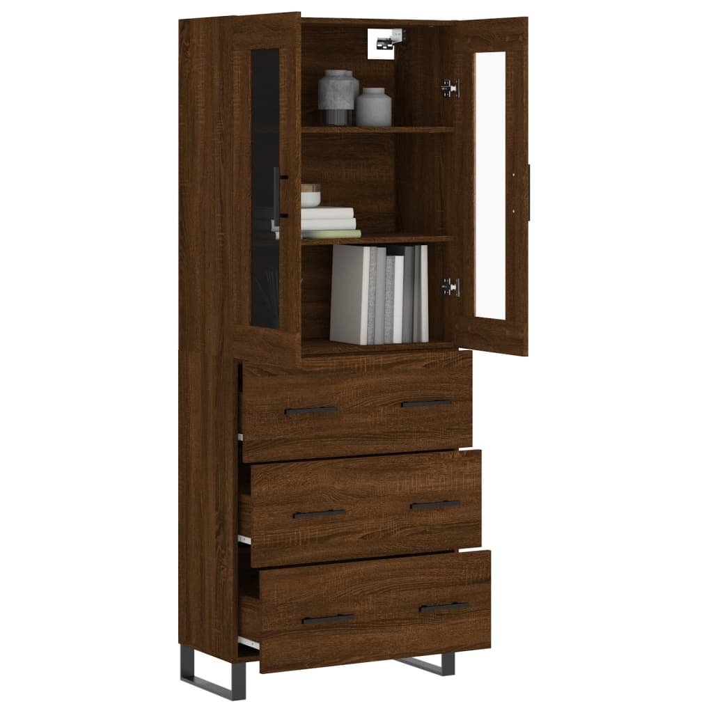 Buffet haut Chêne marron 69,5x34x180 cm Bois d'ingénierie