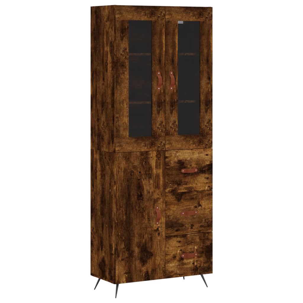 Buffet haut Chêne fumé 69,5x34x180 cm Bois d'ingénierie