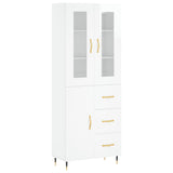 Buffet haut Blanc brillant 69,5x34x180 cm Bois d'ingénierie