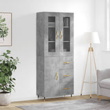 High sideboard Concrete gray 69.5x34x180 cm Engineered wood