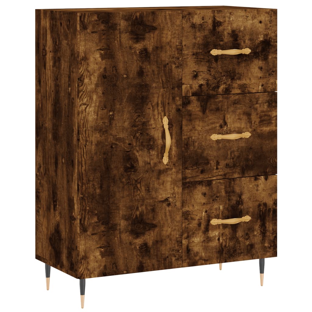 Buffet haut Chêne fumé 69,5x34x180 cm Bois d'ingénierie