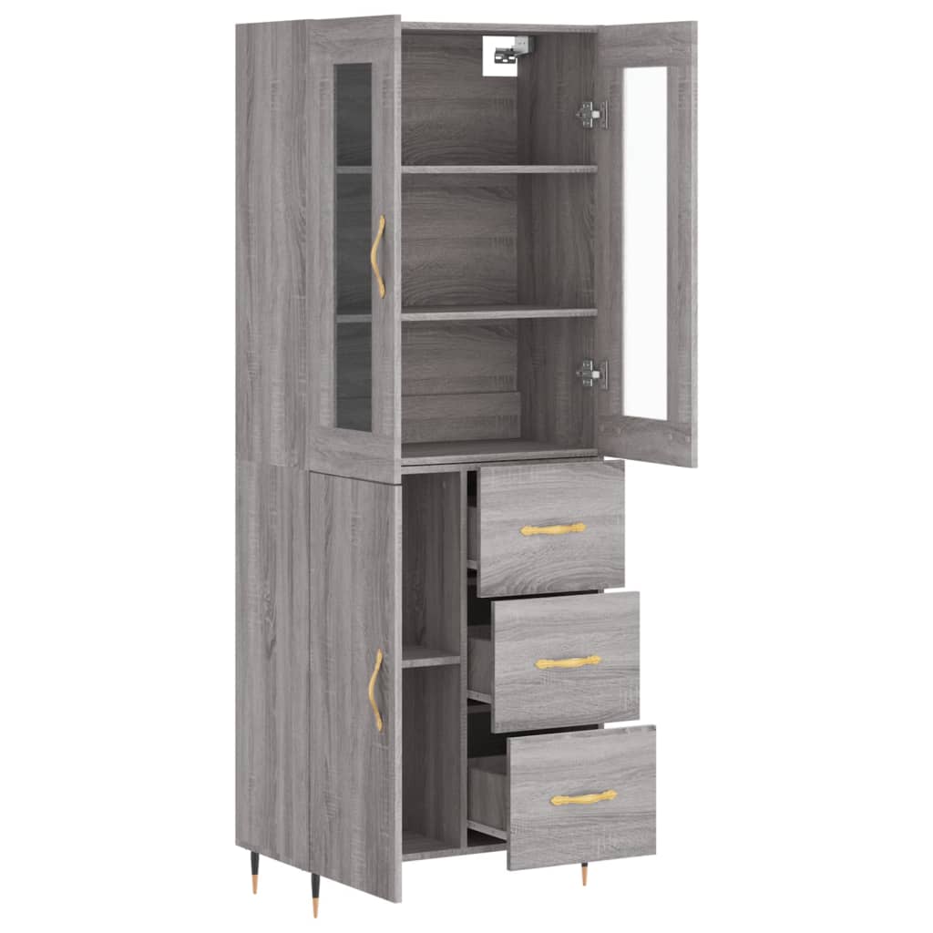 Buffet haut Sonoma gris 69,5x34x180 cm Bois d'ingénierie