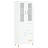 Buffet haut Blanc brillant 69,5x34x180 cm Bois d'ingénierie