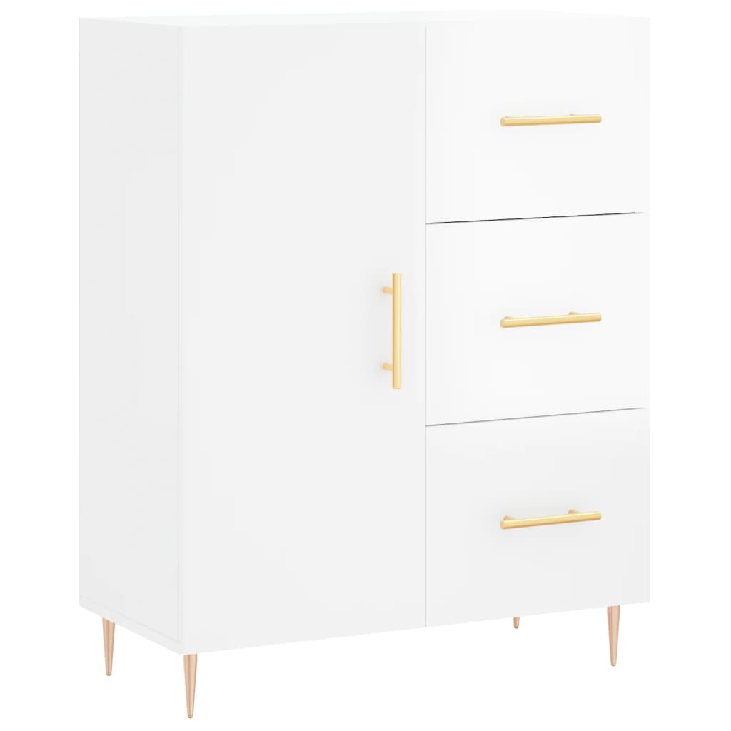 Buffet haut Blanc brillant 69,5x34x180 cm Bois d'ingénierie