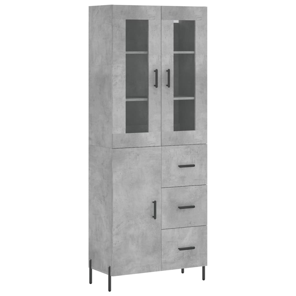 Buffet haut Gris béton 69,5x34x180 cm Bois d'ingénierie