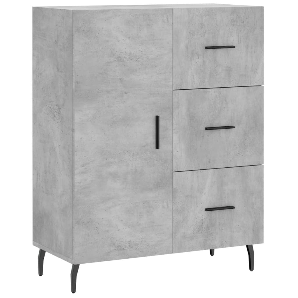 Buffet haut Gris béton 69,5x34x180 cm Bois d'ingénierie