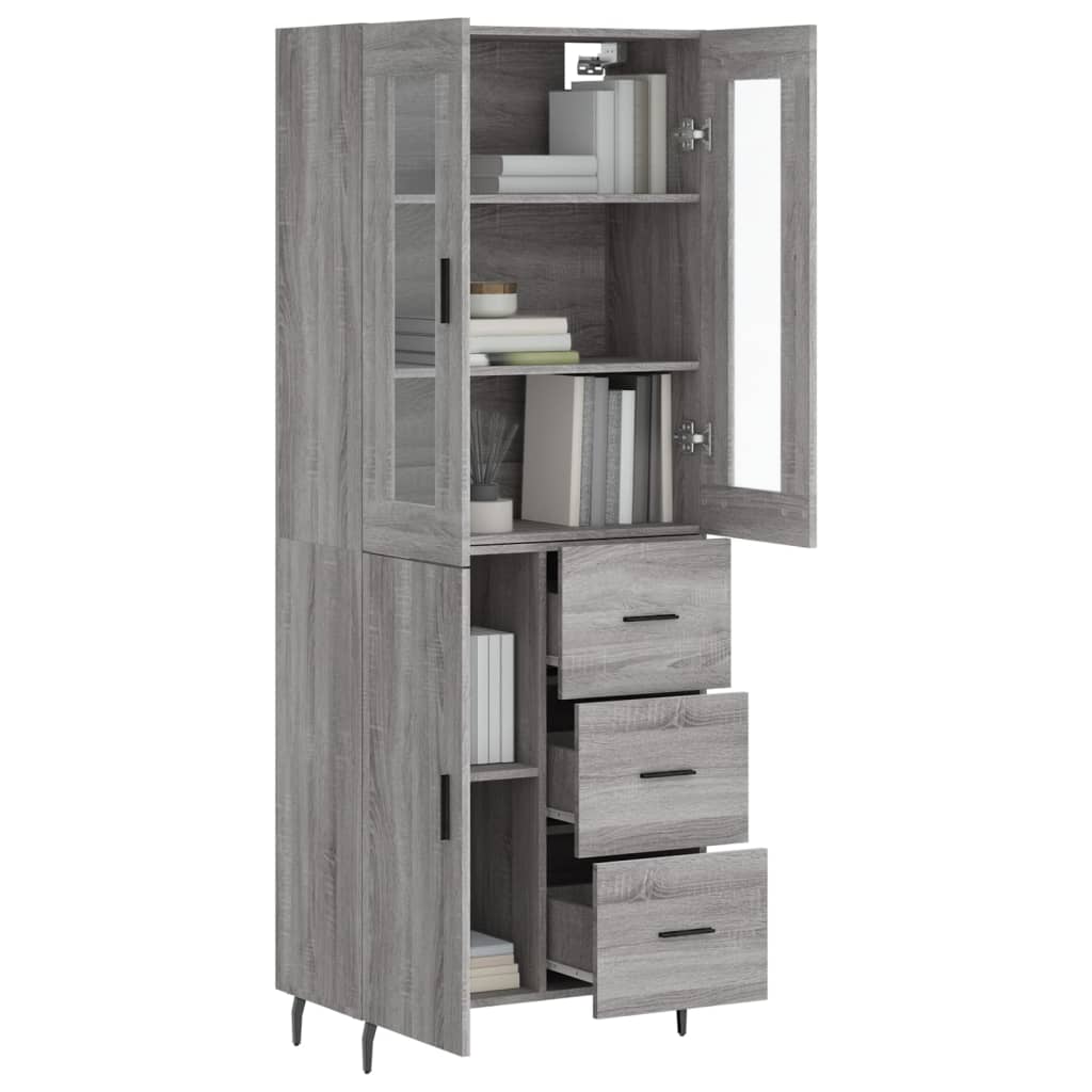 Buffet haut Sonoma gris 69,5x34x180 cm Bois d'ingénierie