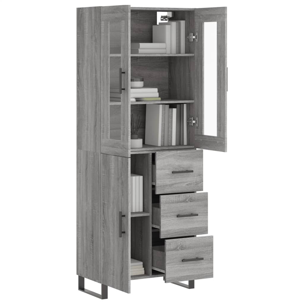 Buffet haut Sonoma gris 69,5x34x180 cm Bois d'ingénierie