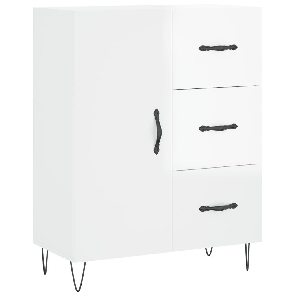 Buffet haut Blanc brillant 69,5x34x180 cm Bois d'ingénierie