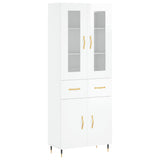 Buffet haut Blanc brillant 69,5x34x180 cm Bois d'ingénierie