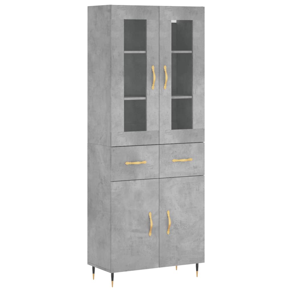 High sideboard Concrete gray 69.5x34x180 cm Engineered wood