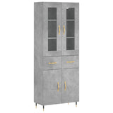 High sideboard Concrete gray 69.5x34x180 cm Engineered wood