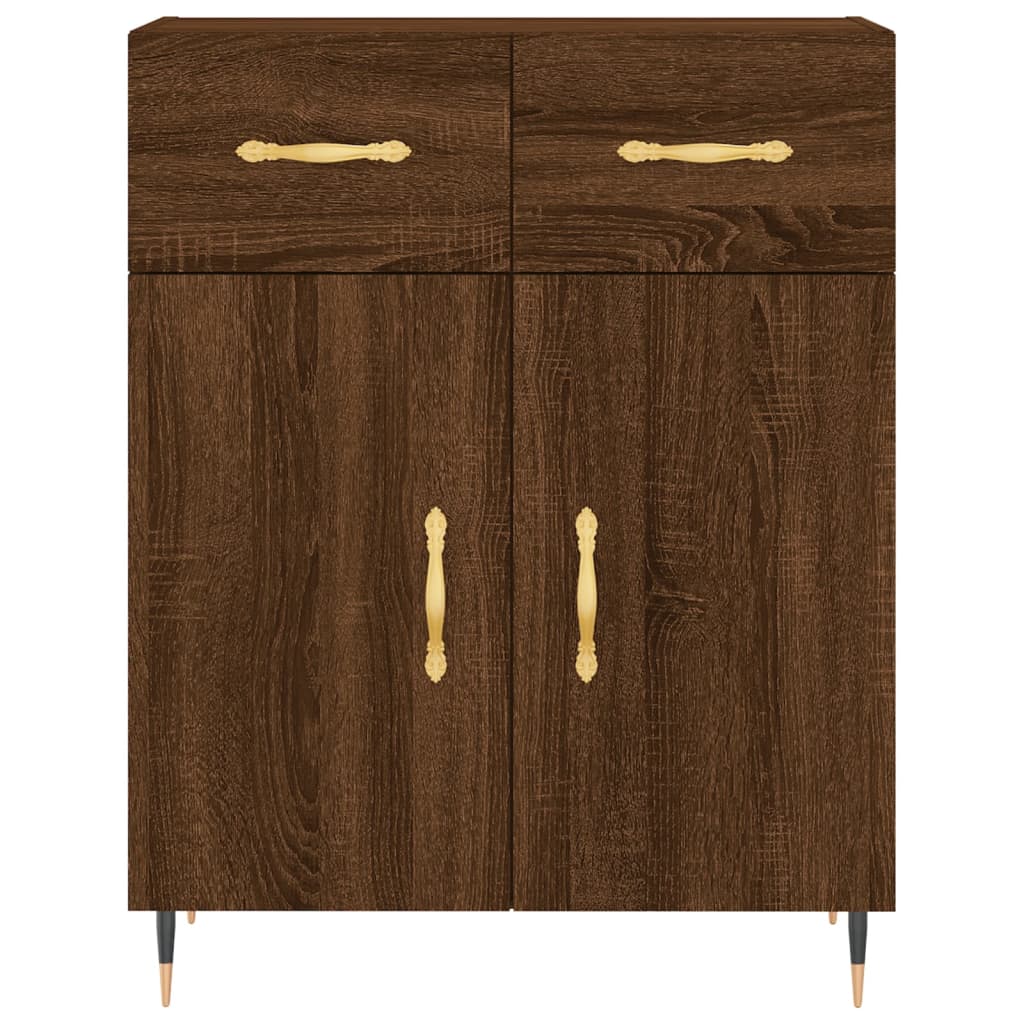 Buffet haut Chêne marron 69,5x34x180 cm Bois d'ingénierie