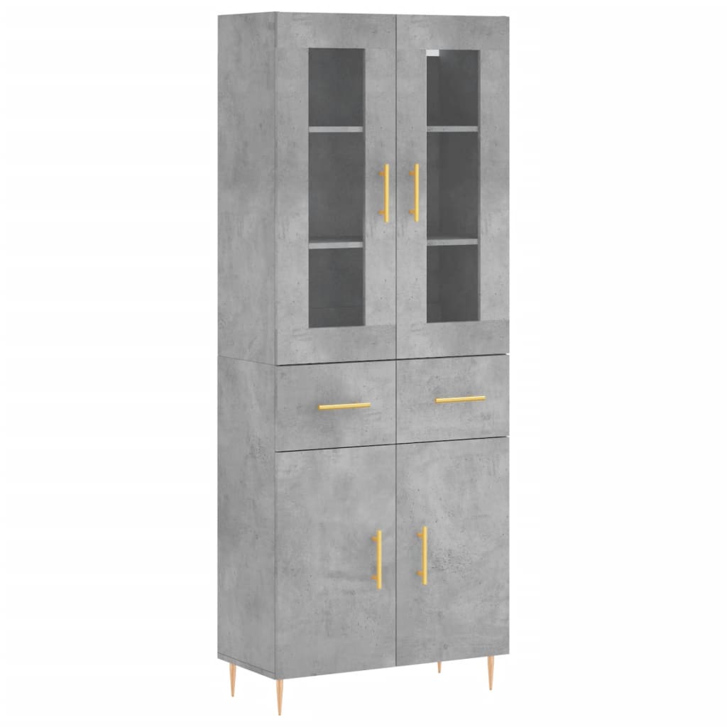 High sideboard Concrete gray 69.5x34x180 cm Engineered wood