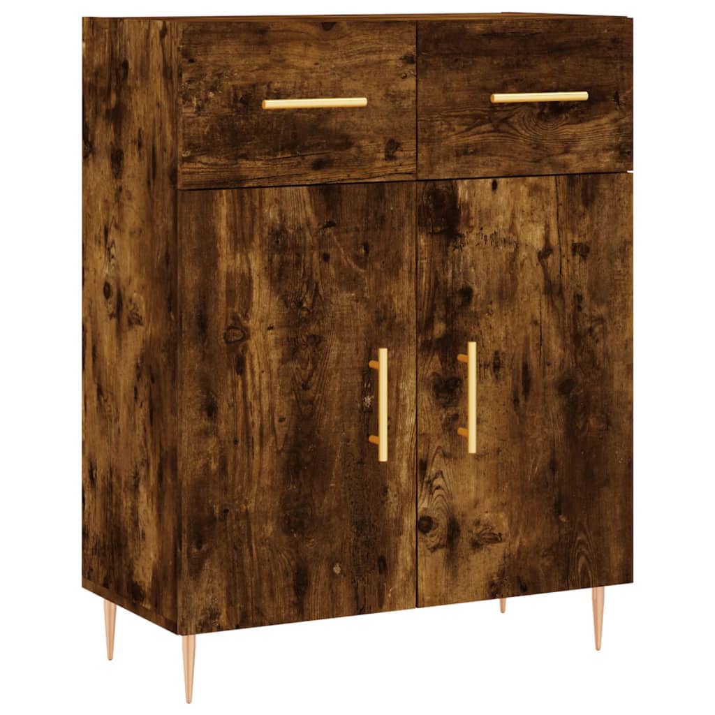 Buffet haut Chêne fumé 69,5x34x180 cm Bois d'ingénierie