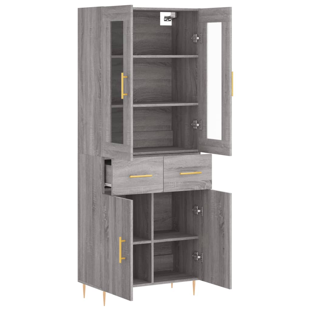 Buffet haut Sonoma gris 69,5x34x180 cm Bois d'ingénierie