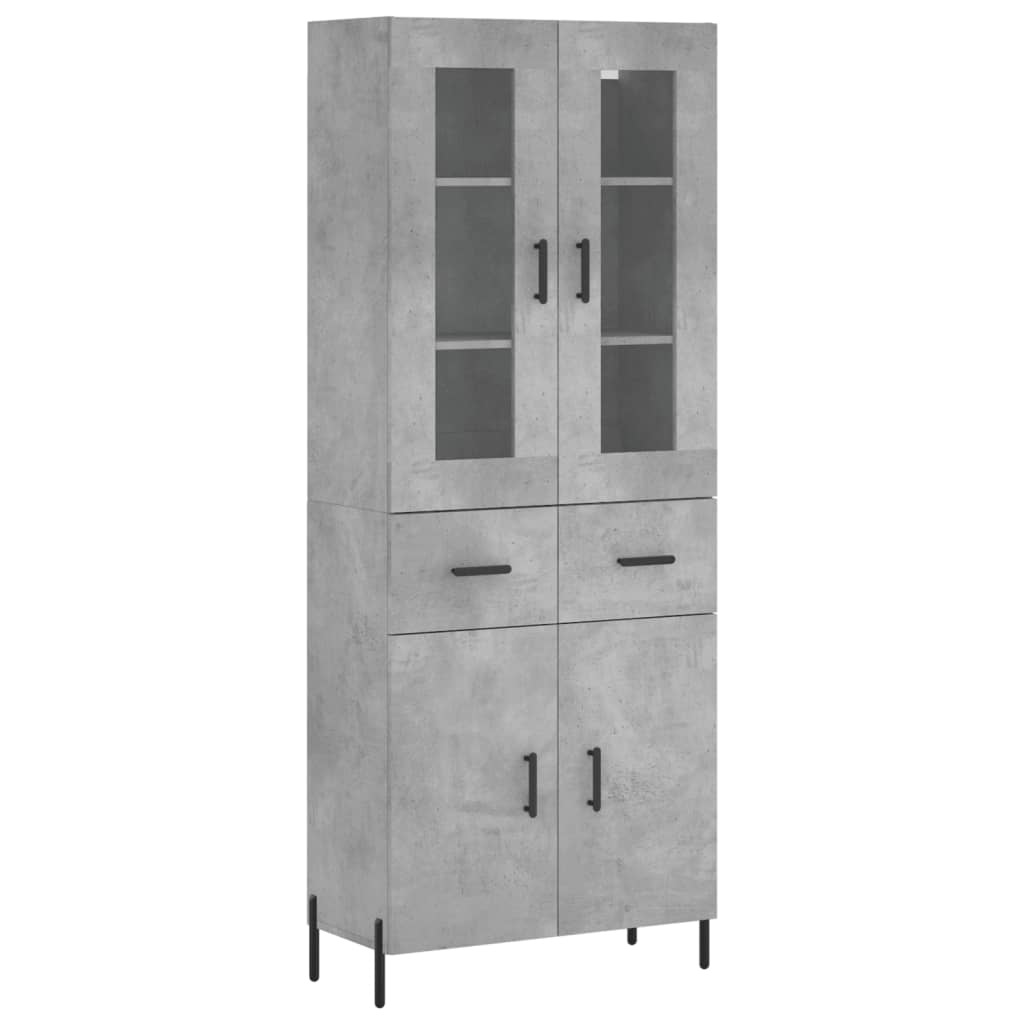 High sideboard Concrete gray 69.5x34x180 cm Engineered wood