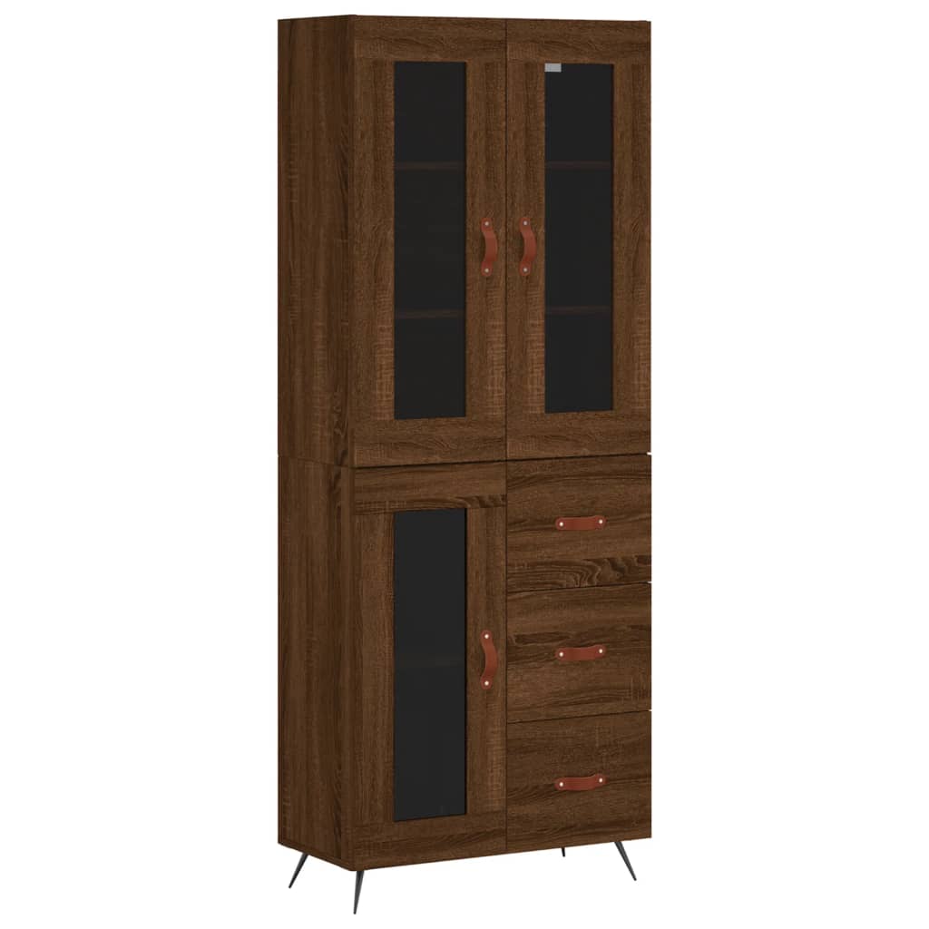 Buffet haut Chêne marron 69,5x34x180 cm Bois d'ingénierie