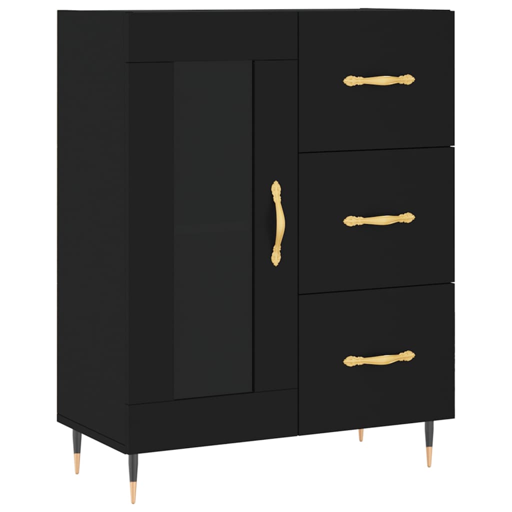 Buffet haut Noir 69,5x34x180 cm Bois d'ingénierie