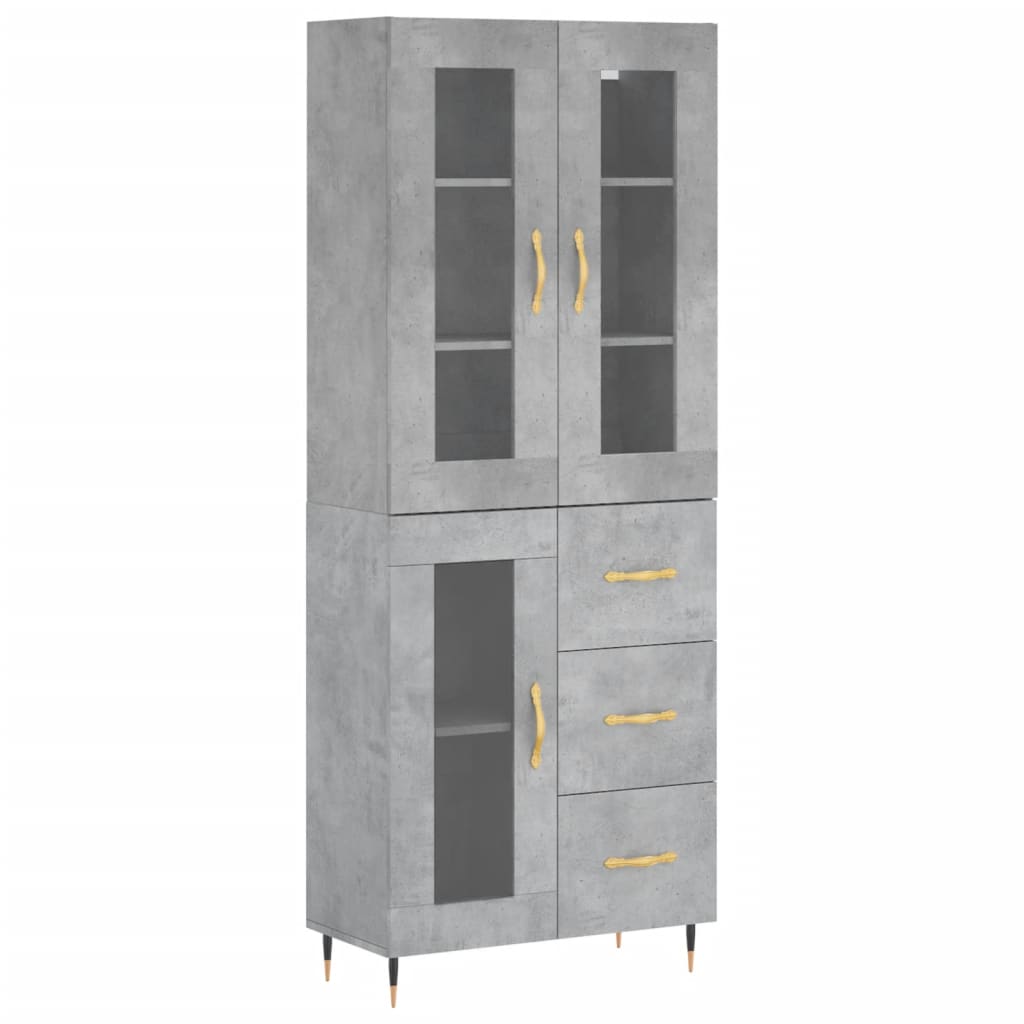 High sideboard Concrete gray 69.5x34x180 cm Engineered wood