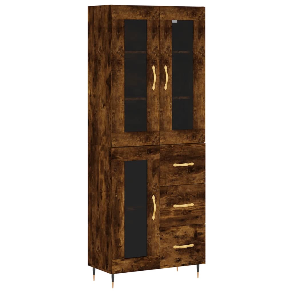 Buffet haut Chêne fumé 69,5x34x180 cm Bois d'ingénierie