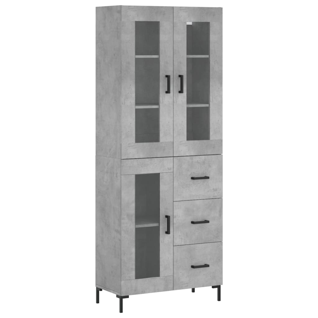 High sideboard Concrete gray 69.5x34x180 cm Engineered wood