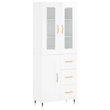 Buffet haut Blanc brillant 69,5x34x180 cm Bois d'ingénierie