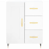 Buffet haut Blanc brillant 69,5x34x180 cm Bois d'ingénierie