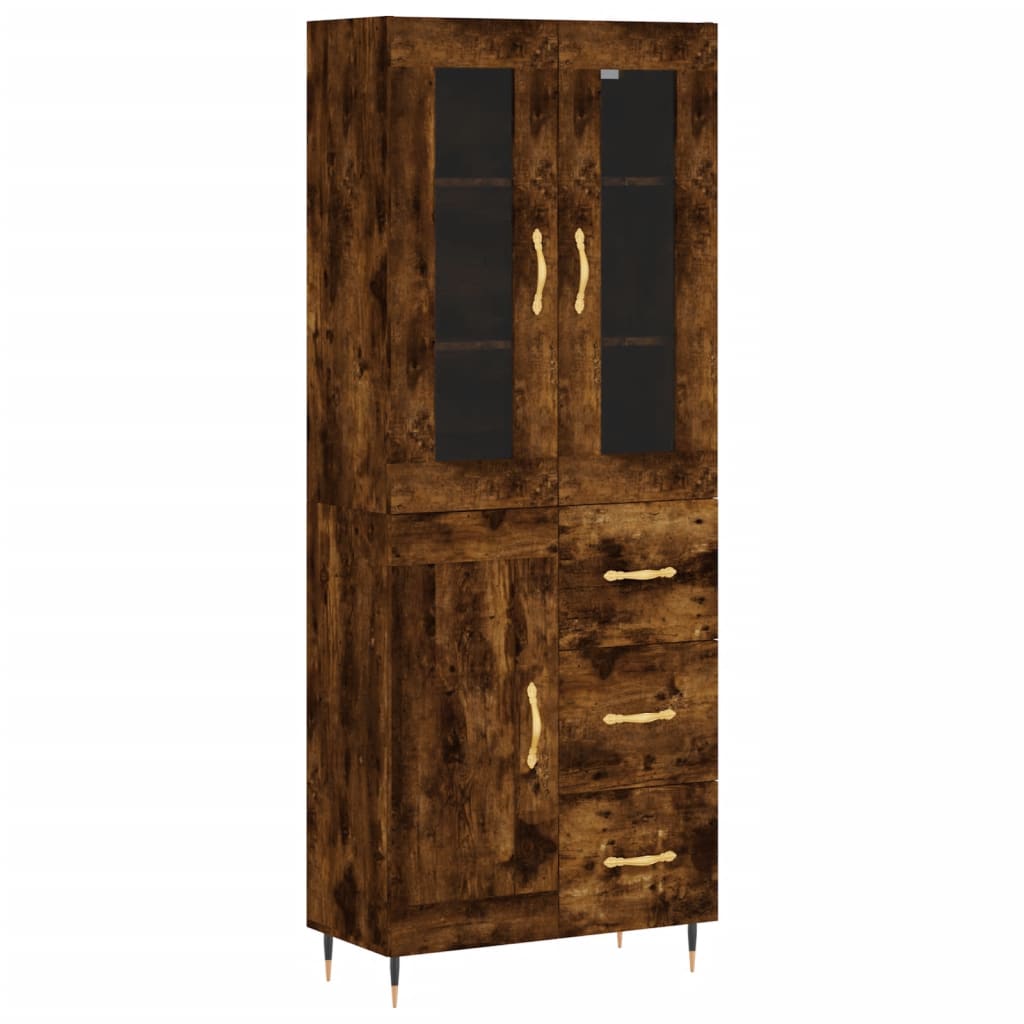 Buffet haut Chêne fumé 69,5x34x180 cm Bois d'ingénierie