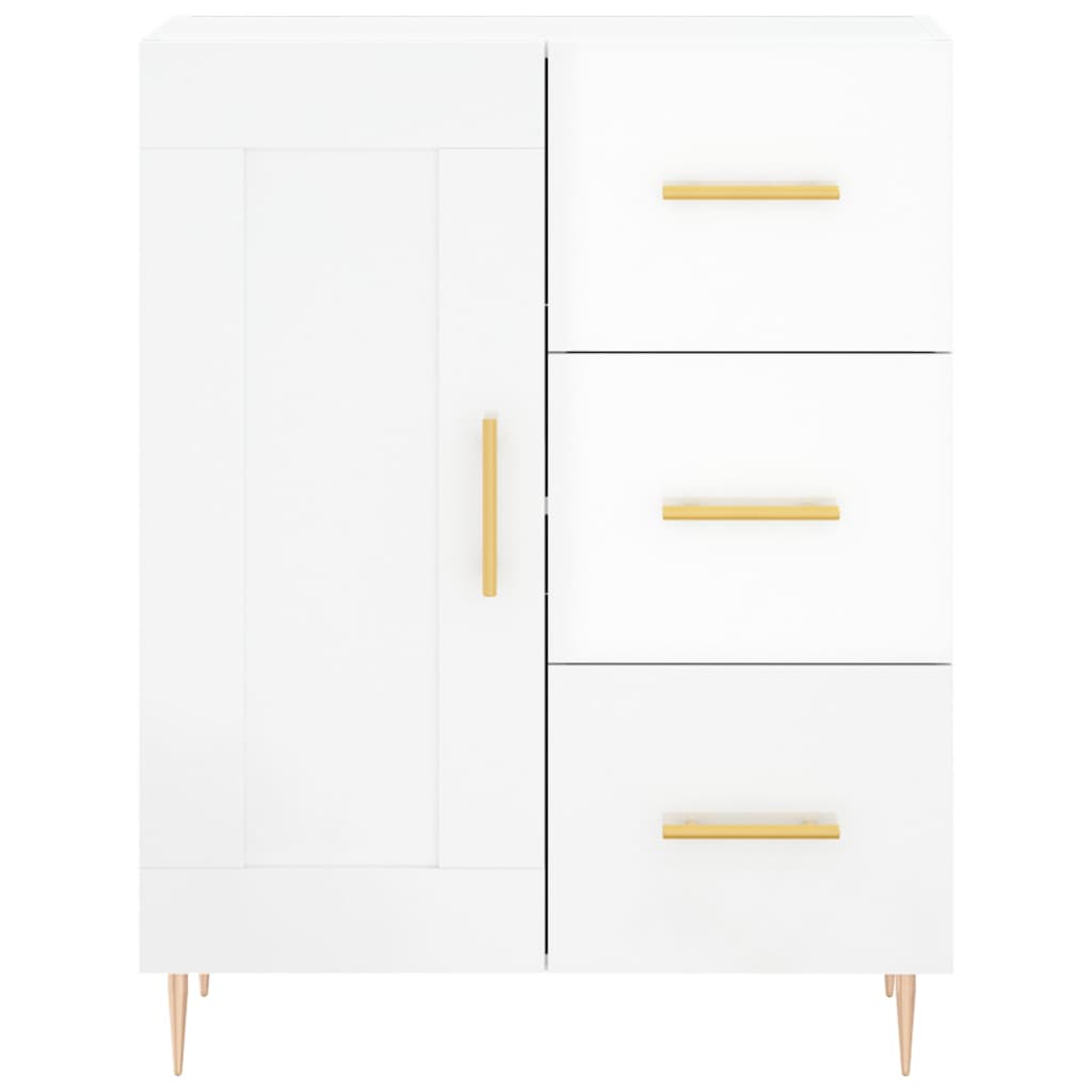 Buffet haut Blanc brillant 69,5x34x180 cm Bois d'ingénierie