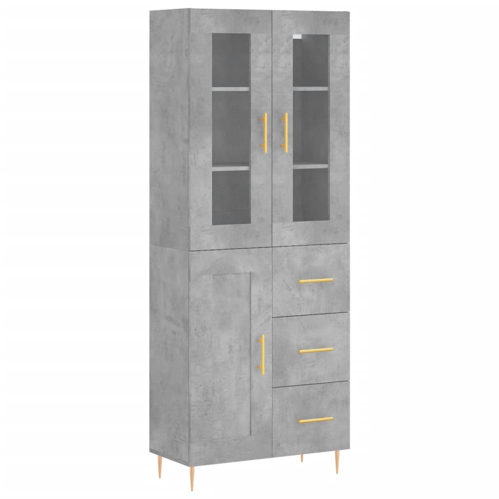 High sideboard Concrete gray 69.5x34x180 cm Engineered wood