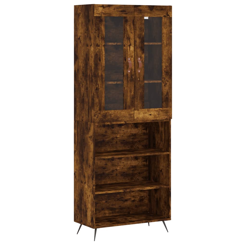 Buffet haut Chêne fumé 69,5x34x180 cm Bois d'ingénierie