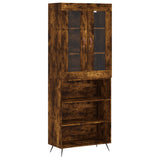 Buffet haut Chêne fumé 69,5x34x180 cm Bois d'ingénierie