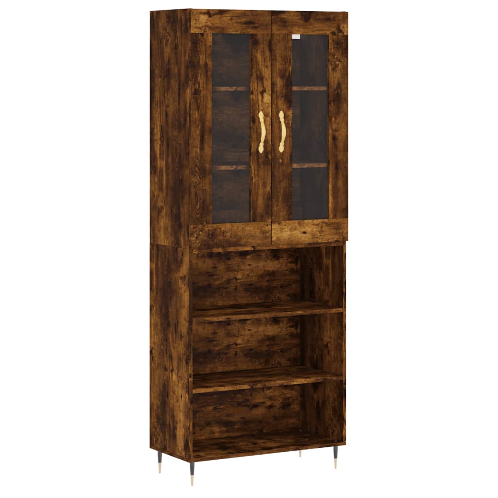 Buffet haut Chêne fumé 69,5x34x180 cm Bois d'ingénierie