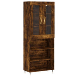 Buffet haut Chêne fumé 69,5x34x180 cm Bois d'ingénierie