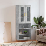 High sideboard Concrete gray 69.5x34x180 cm Engineered wood