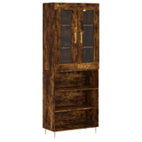 Buffet haut Chêne fumé 69,5x34x180 cm Bois d'ingénierie