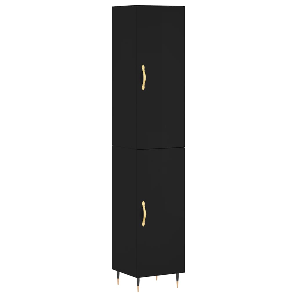 Buffet haut Noir 34,5x34x180 cm Bois d'ingénierie