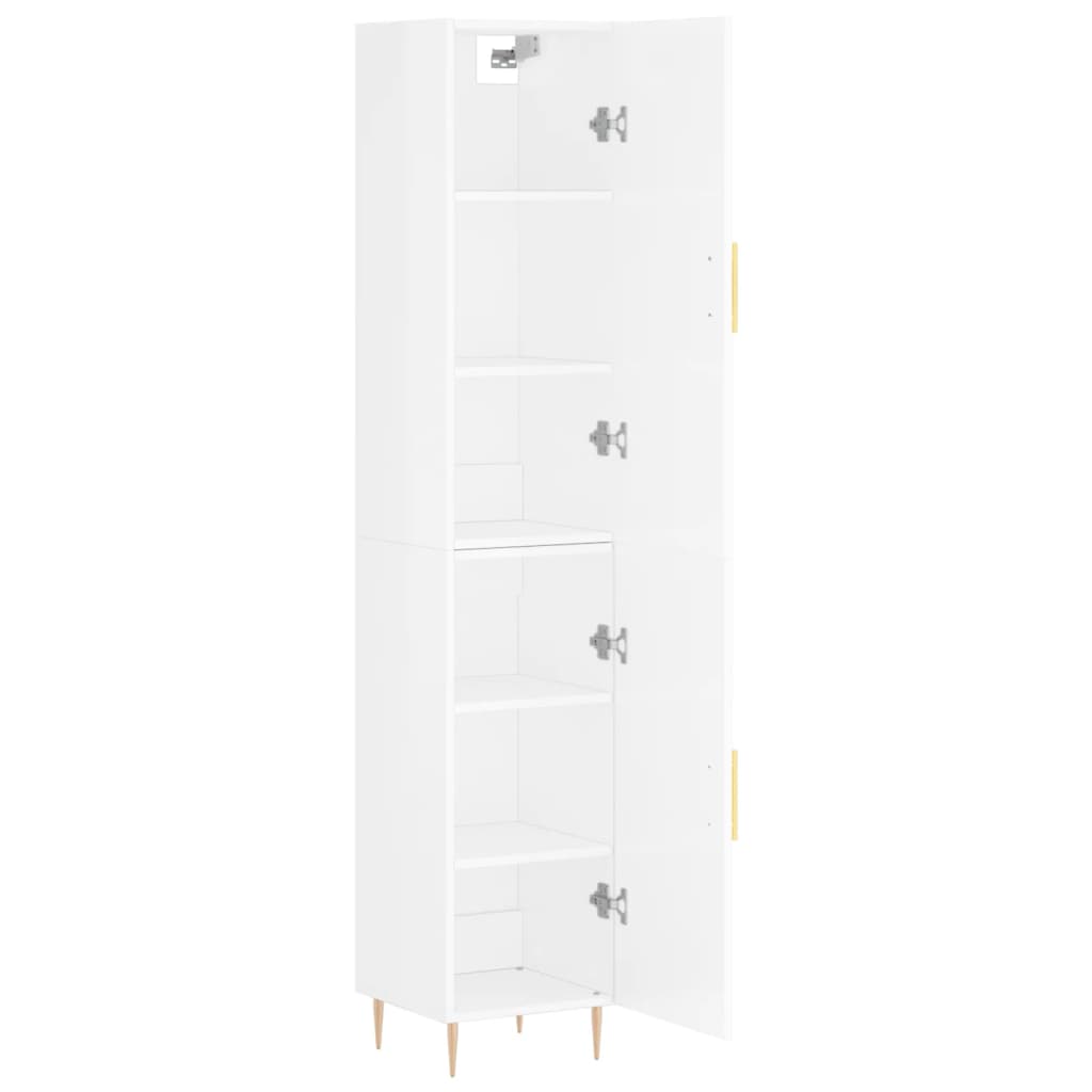 Buffet haut Blanc brillant 34,5x34x180 cm Bois d'ingénierie