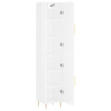 Buffet haut Blanc brillant 34,5x34x180 cm Bois d'ingénierie