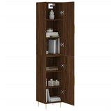 Buffet haut Chêne marron 34,5x34x180 cm Bois d'ingénierie