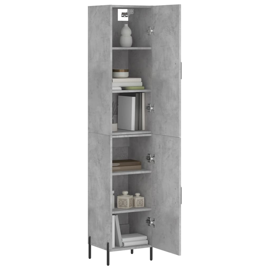 High sideboard Concrete gray 34.5x34x180 cm Engineered wood