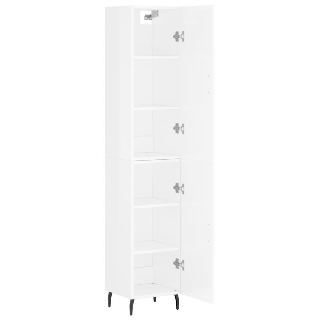 Buffet haut Blanc brillant 34,5x34x180 cm Bois d'ingénierie