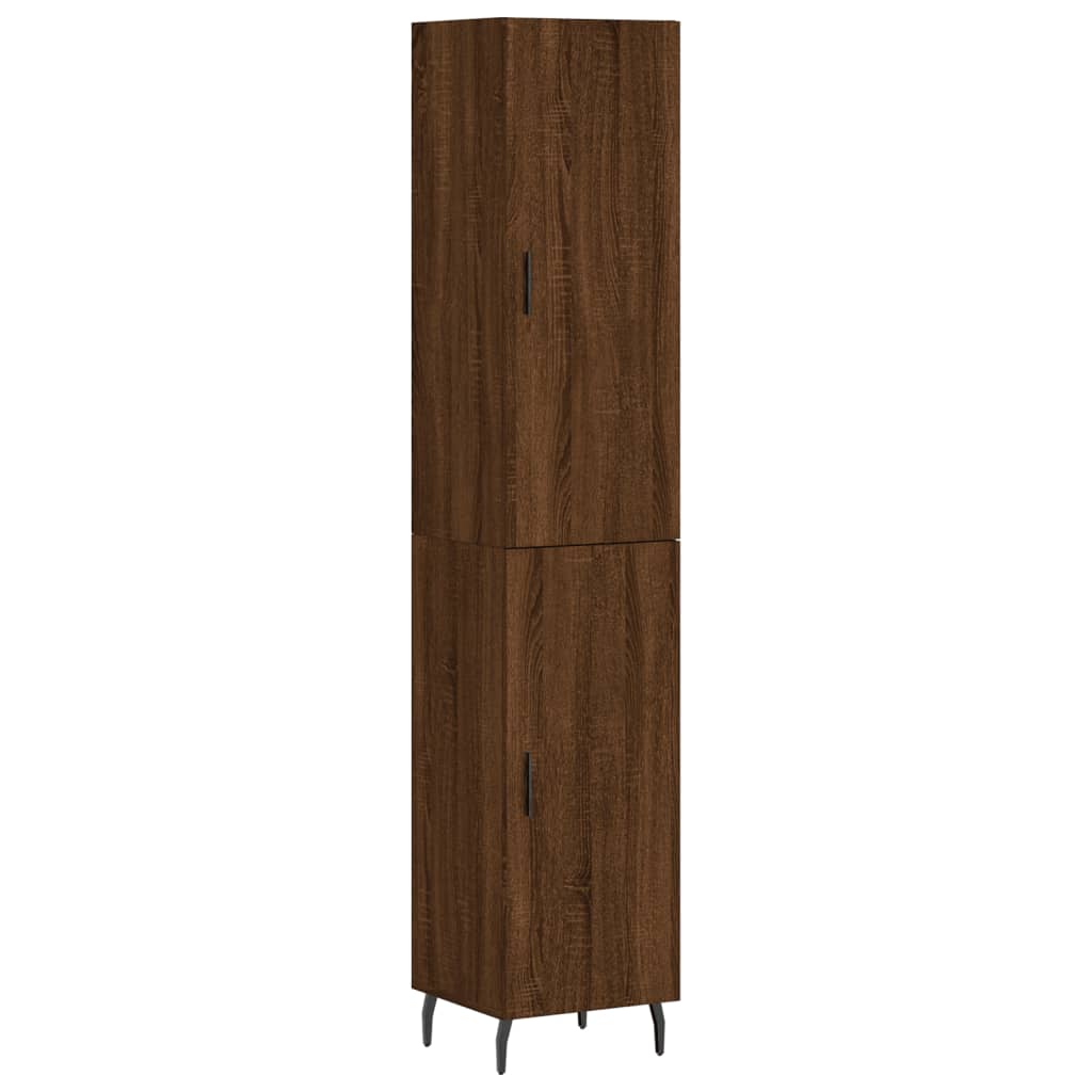 Buffet haut Chêne marron 34,5x34x180 cm Bois d'ingénierie