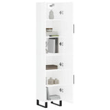 Buffet haut Blanc brillant 34,5x34x180 cm Bois d'ingénierie