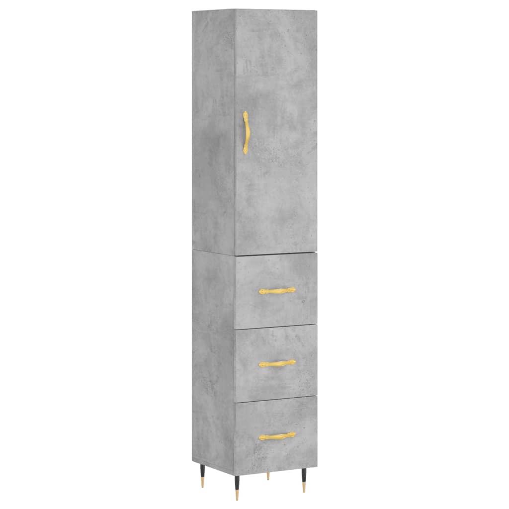 High sideboard Concrete gray 34.5x34x180 cm Engineered wood